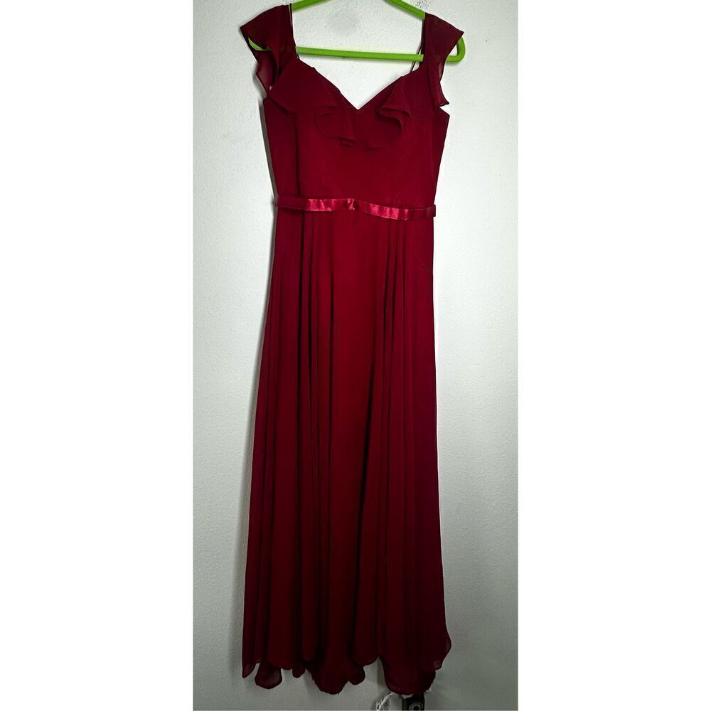 DANCING QUEEN DQ-2377 Dancing Queen Evening Maxi  Dress Burgundy Sz M